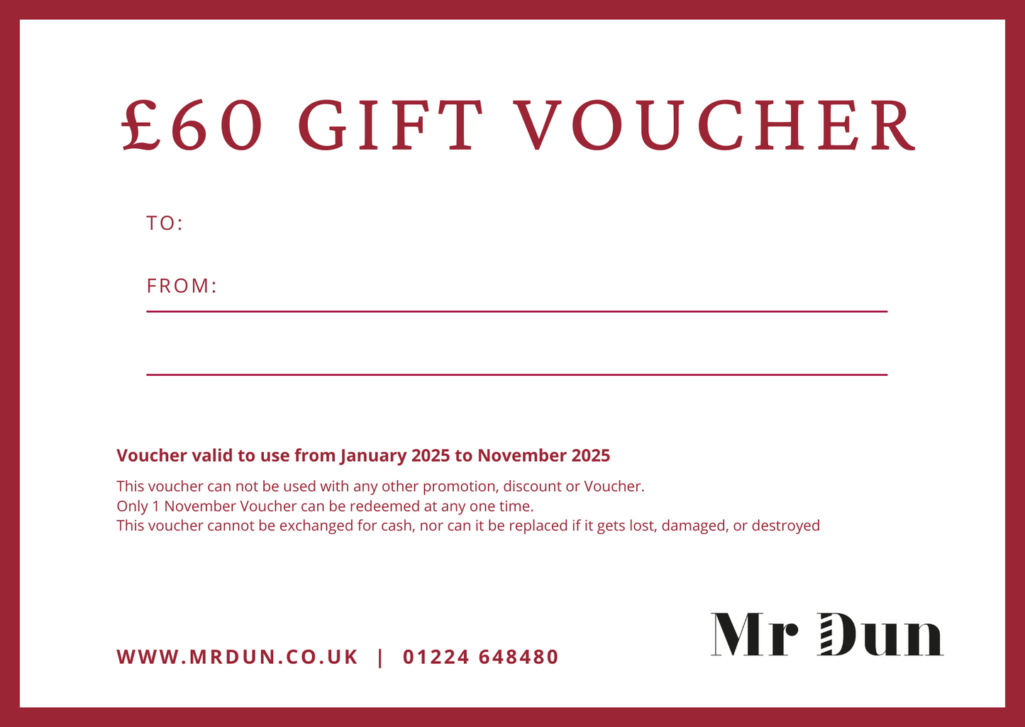 MR DUN NOVEMBER VOUCHER OFFER